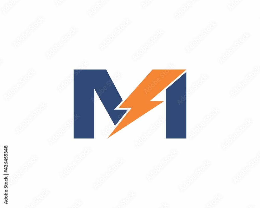 Letter M with Thunder Bold Logo 001 Letter M with Thunder Bold Logo 001