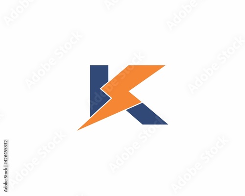 Letter K with Thunder Bold Logo 001