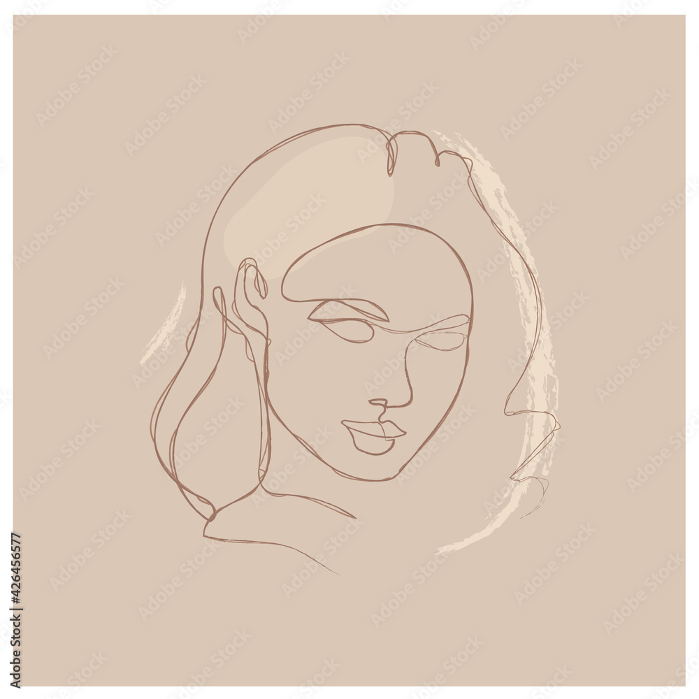Elegant minimalist portrait continuous silhouette chalk art. Contemporary portrait. Pretty face. Flirts. Aesthetic contour. Avant garde style illustration. Trendy vector silhouette Elegant minimalist portrait continuous silhouette chalk art. Contemporary portrait. Pretty face. Flirts. Aesthetic contour. Avant garde style illustration. Trendy vector silhouette