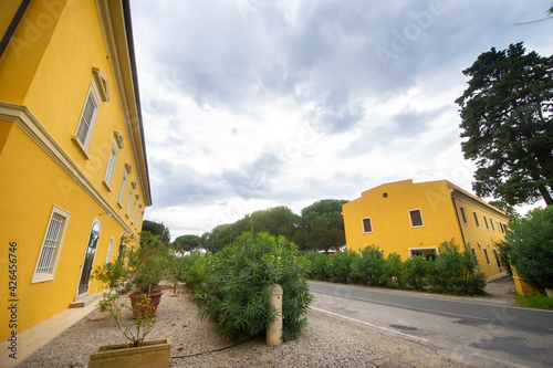 Old large yellow villa in the Tuscany region.Italy photo