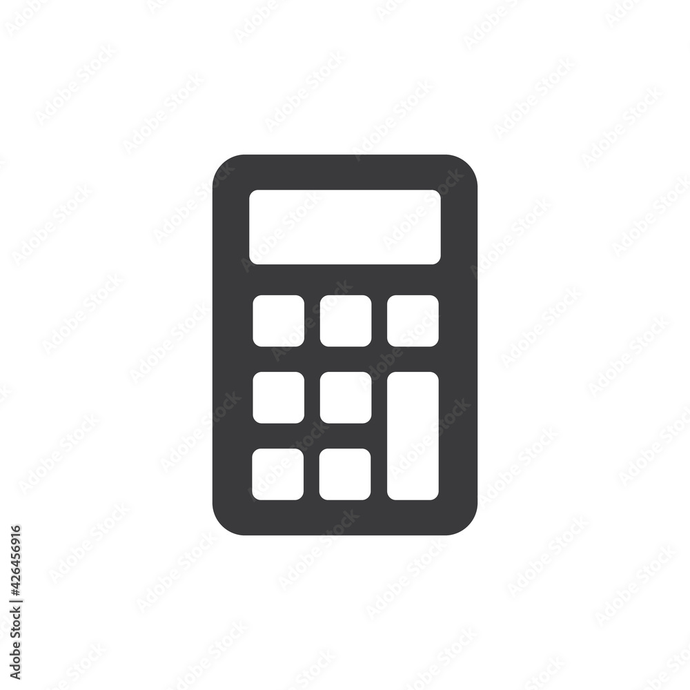 Dark calculator with white buttons, vector, icon. Dark calculator with white buttons, vector, icon.