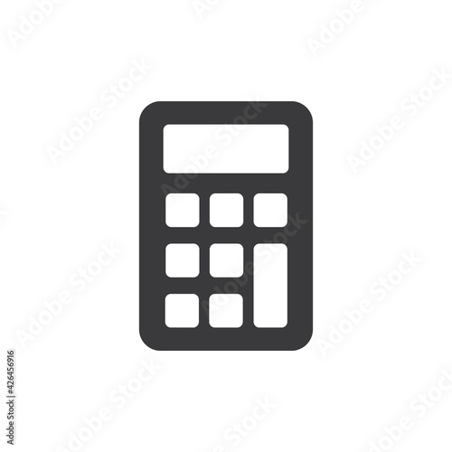 Dark calculator with white buttons, vector, icon.