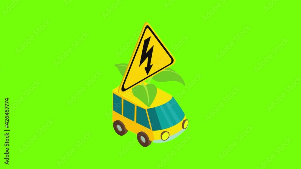 Eco car icon animation cartoon best object on green screen background