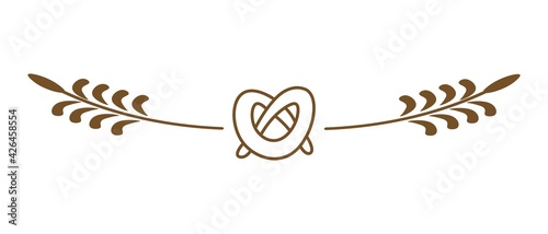 Flat pretzel icon with decorative spikelets on transparent background. Vector isolated illustration for background compositions decoration
