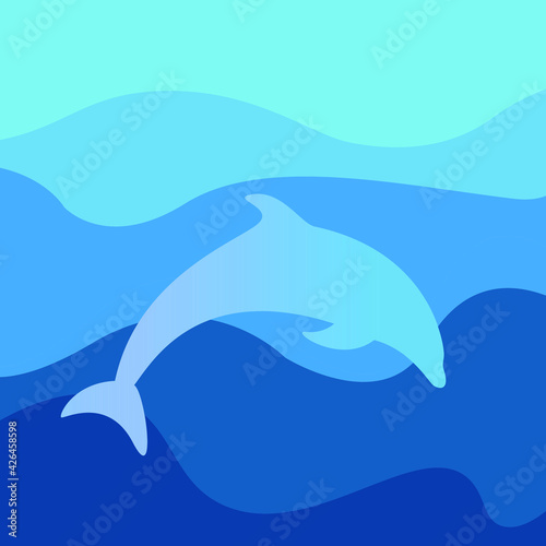 Abstract dolphin in the sea waves