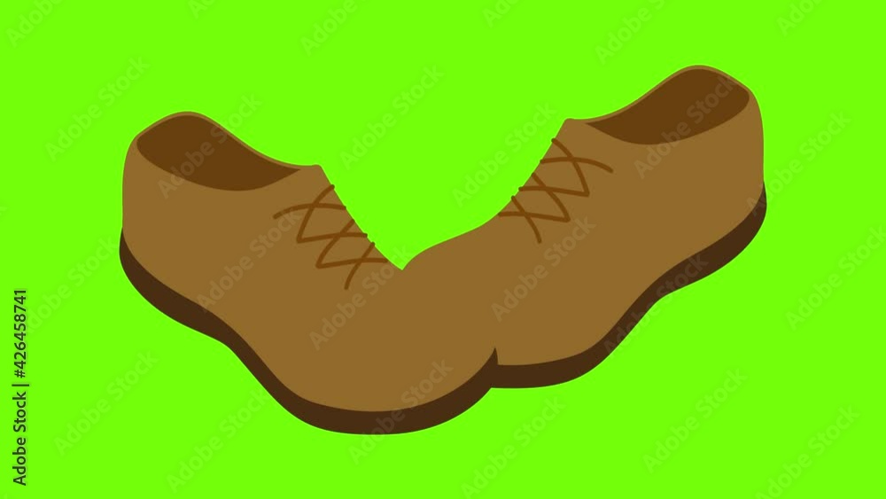 Oxford shoes icon animation cartoon best object on green screen background Oxford shoes icon animation cartoon best object on green screen background