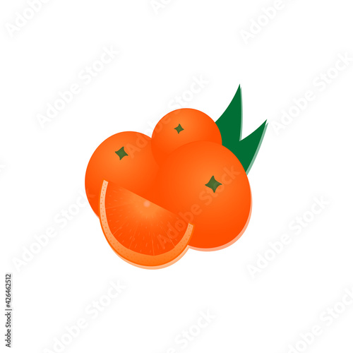 Isolated fresh ripe oranges with leaves