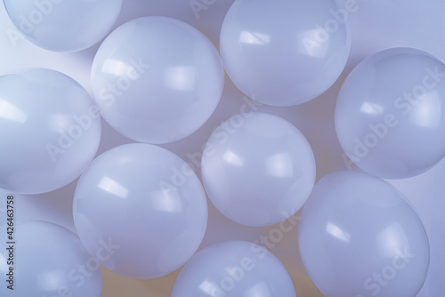 Whitte ballons on white background. Wedding or greeting card.