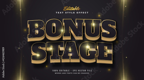Black and Gold Text Style with Curved and Textured Effects