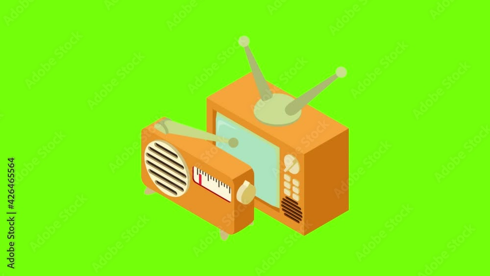 Retro media icon animation cartoon best object on green screen background Retro media icon animation cartoon best object on green screen background