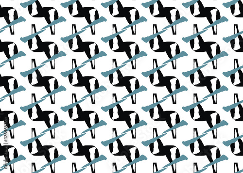 Vector texture background  seamless pattern. Hand drawn  blue  black  white colors.