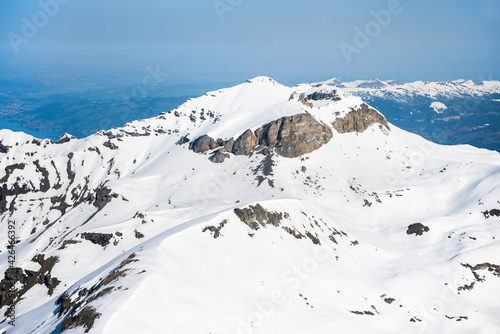 View on the Top in Bernese Alps from the top of Schilthorn (Piz Gloria) Switzerland, Europe