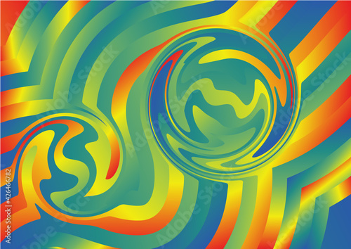 Abstract Red Yellow and Blue Gradient Distorted Lines Background Design