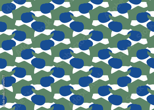 Vector texture background, seamless pattern. Hand drawn, green, blue, white colors.
