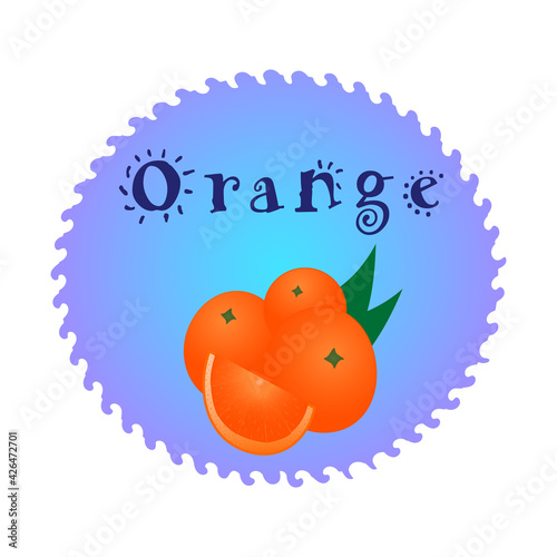 Vector design with oranges. Emblem, logo, label, sticker and print