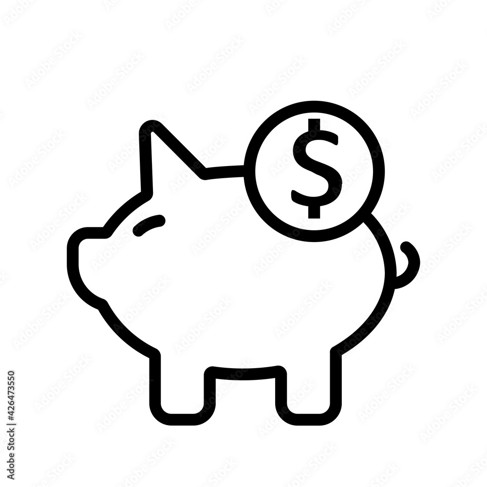 vector symbol image piggy bank boxes money and coins icon black on white vector symbol image piggy bank boxes money and coins icon black on white
