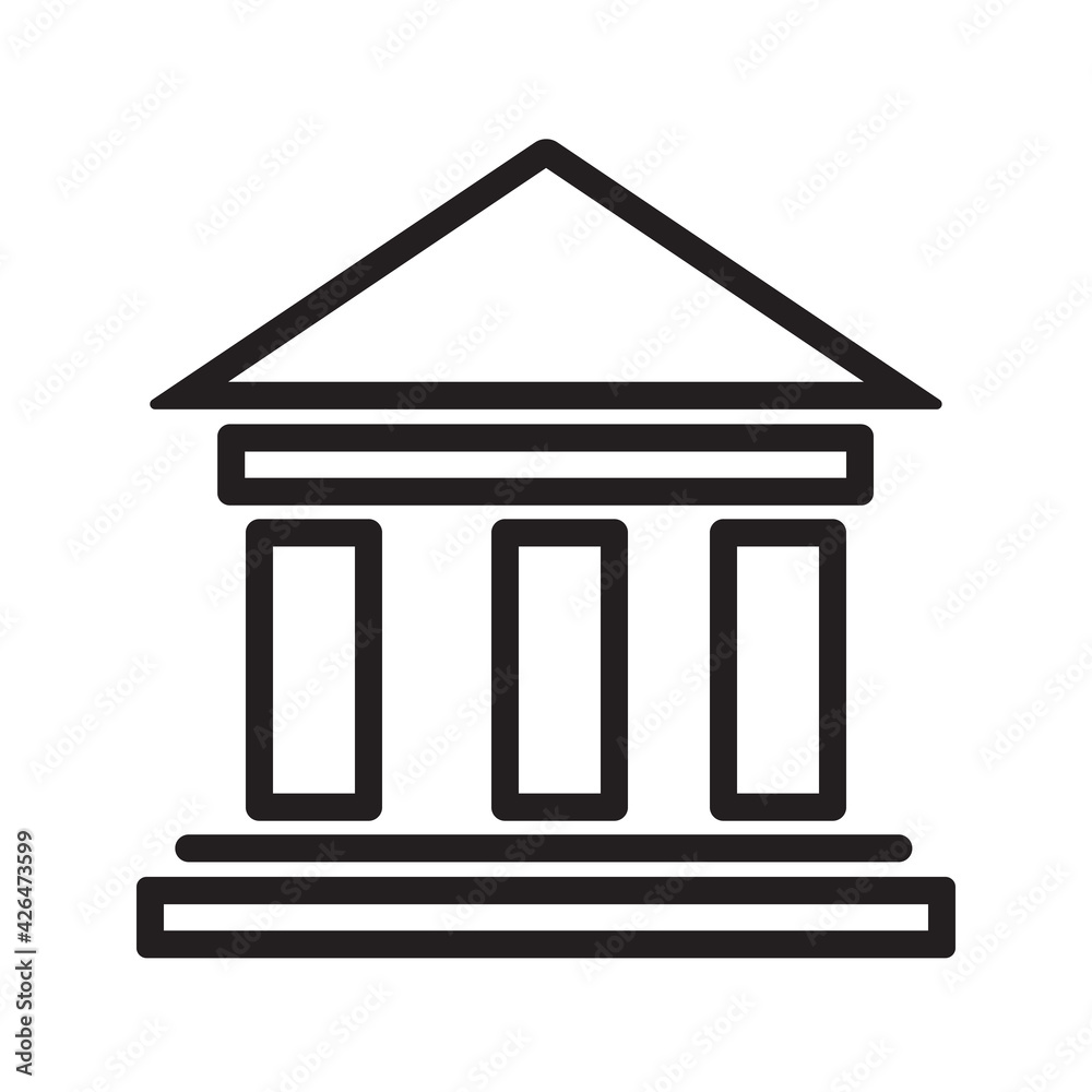 symbolic drawing of bank icon black on white symbolic drawing of bank icon black on white