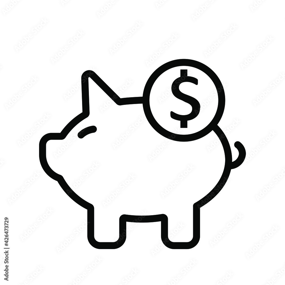 vector symbol image piggy bank boxes money and coins icon black on white vector symbol image piggy bank boxes money and coins icon black on white