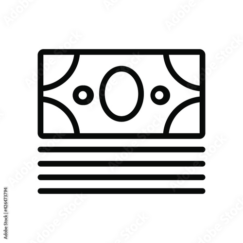 vector symbolic drawing of cash money bills icon black on white