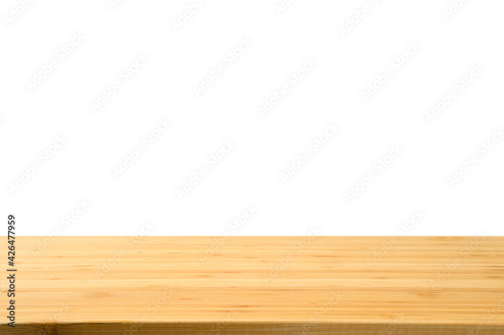 Wooden table top on white background - can be used to showcase or mount your products Wooden table top on white background - can be used to showcase or mount your products