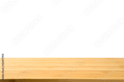 Wooden table top on white background - can be used to showcase or mount your products