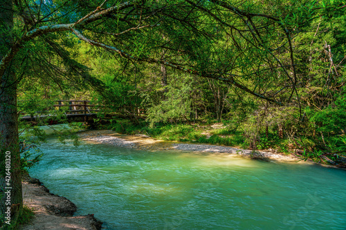 Mountain river in the mountains of the Sexten Dolomites  Italy.