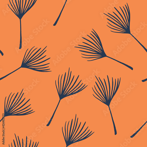Hipster Tropical Vector Seamless Pattern. Dandelion Monstera Banana Leaves Feather Tropical Seamless Pattern.