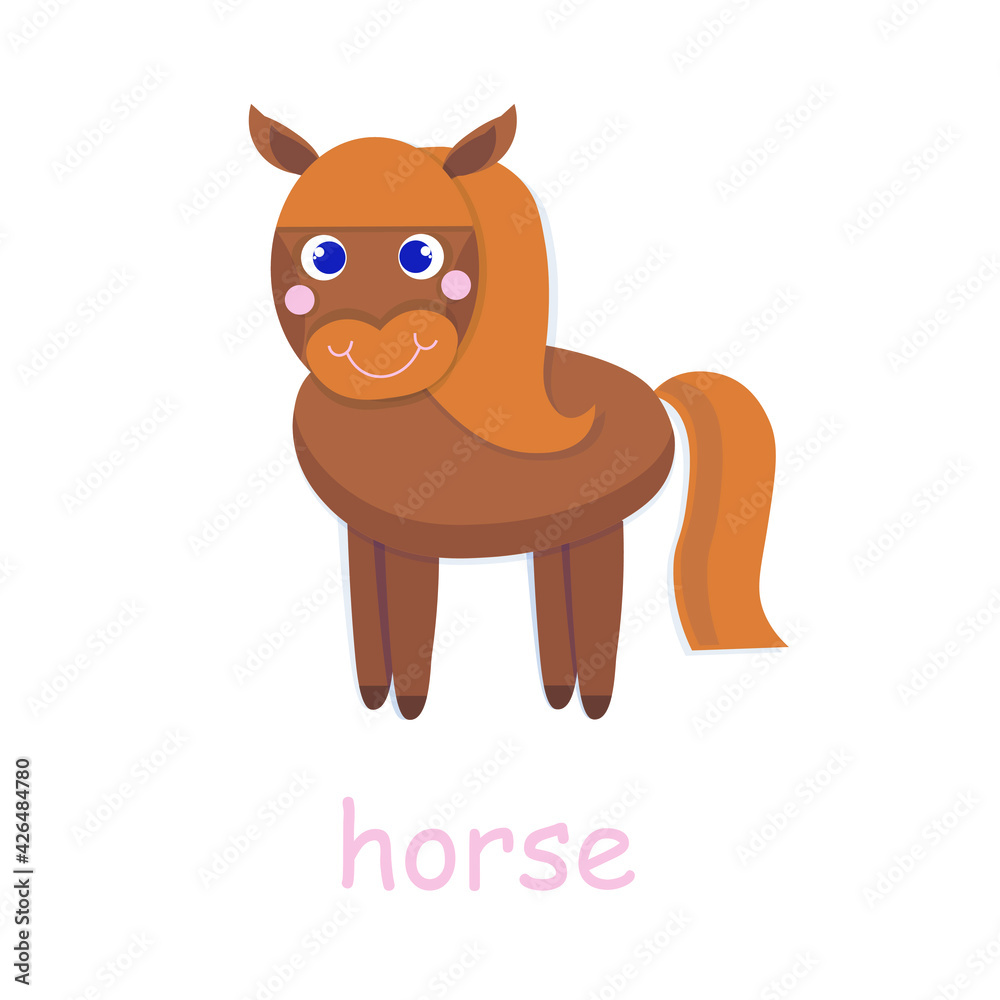 Obraz premium Red horse icon 3D farm animal art design element for web, for print, for fabric print, for product design, for packing design