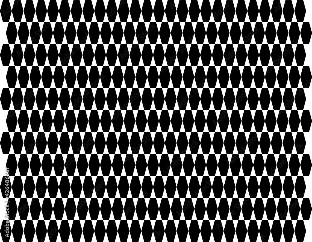 Patrón de figuras hexagonales negras alargadas ordenadas horizontalmente sobre fondo blanco