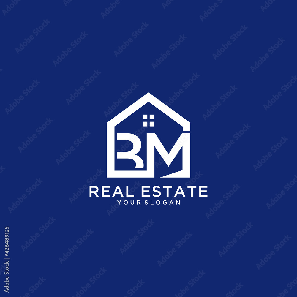 Obraz premium Letter bm home logo design