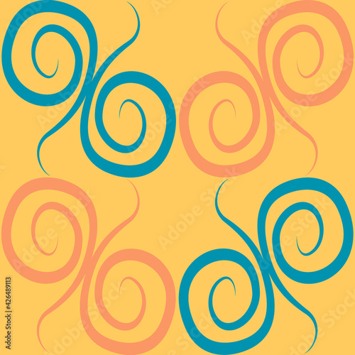 Seamless texture, pattern on a square background - colored curls. Abstraction.