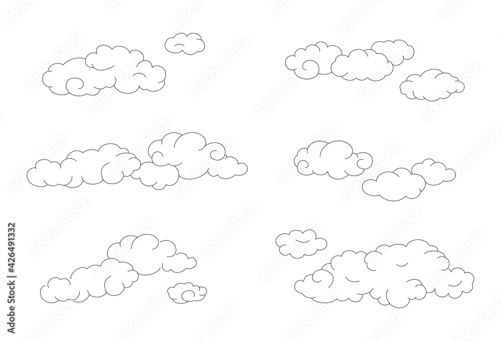 Vector doodle set of simple clouds. Vector doodle set of simple clouds.