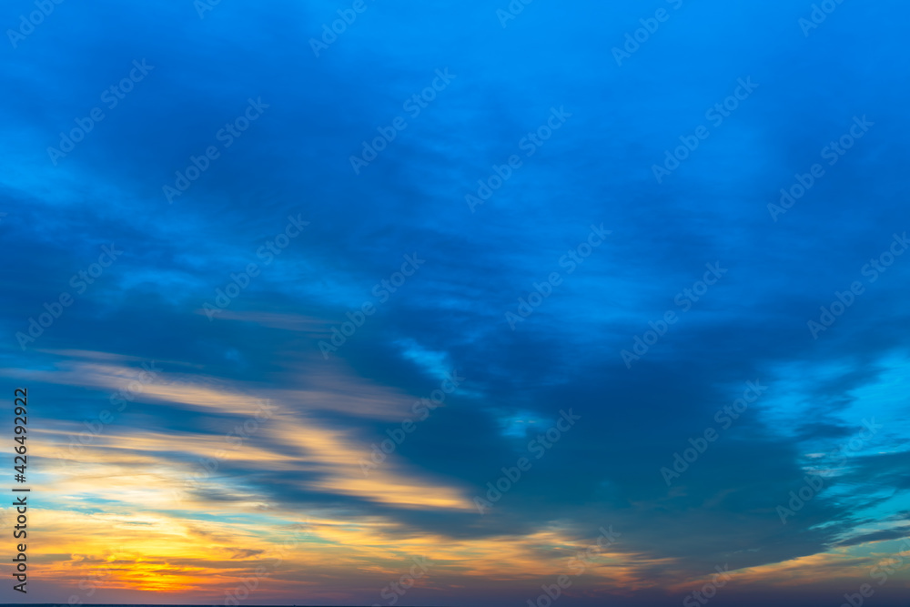 Sunrise sky with high cloud