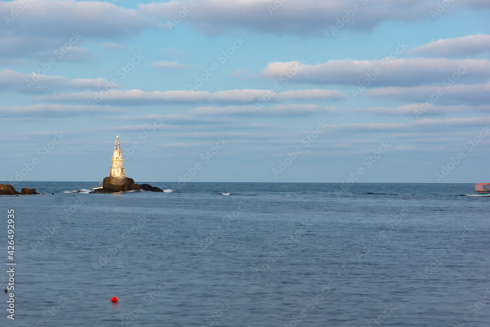 Amazing sunset view of lighthouse town of Ahtopol, Bulgaria Amazing sunset view of lighthouse town of Ahtopol, Bulgaria