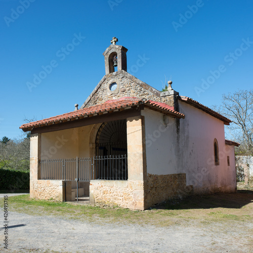 Beautiful small chapel on a mountainin the north of Spain, Asturias photo
