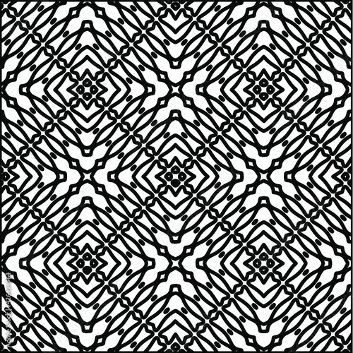 Geometric vector pattern with triangular elements. Seamless abstract ornament for wallpapers and backgrounds. Black and white colors.