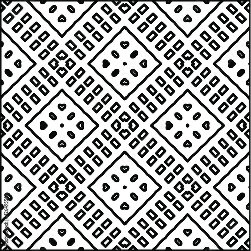 Geometric vector pattern with triangular elements. Seamless abstract ornament for wallpapers and backgrounds. Black and white colors.