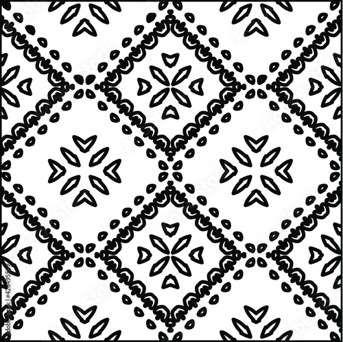 Geometric vector pattern with triangular elements. Seamless abstract ornament for wallpapers and backgrounds. Black and white colors.