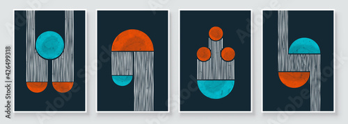 Abstract Organic Wall Art. Mid Century Modern Design. A trendy set of Abstract Hand Painted Illustrations for Wall Decoration, Social Media Banner, Brochure Cover Design. Minimal and Natural Wall Art.
