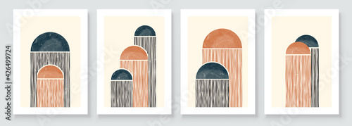 Abstract Organic Wall Art. Mid Century Modern Design. A trendy set of Abstract Hand Painted Illustrations for Wall Decoration, Social Media Banner, Brochure Cover Design. Minimal and Natural Wall Art.