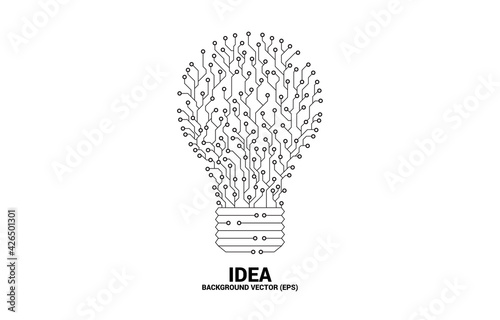 Vector light bulb from dot connect line circuit board. Concept of business plan and creative idea.