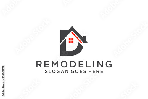 Letter D for Real Estate Remodeling Logo. Construction Architecture Building Logo Design Template Element.