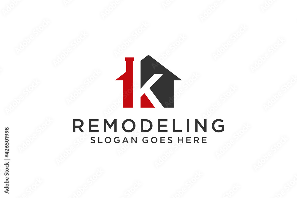 Letter K for Real Estate Remodeling Logo. Construction Architecture Building Logo Design Template Element. Letter K for Real Estate Remodeling Logo. Construction Architecture Building Logo Design Template Element.