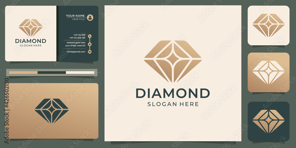 Creative diamond logo design template and business card design. Premium Vector Creative diamond logo design template and business card design. Premium Vector
