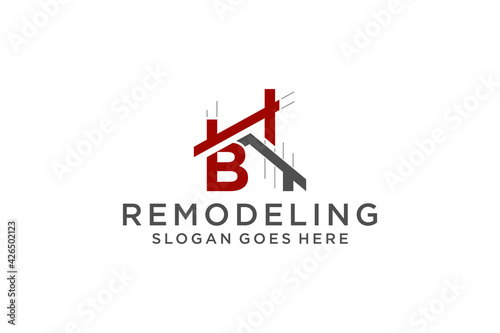 Letter B for Real Estate Remodeling Logo. Construction Architecture Building Logo Design Template Element.