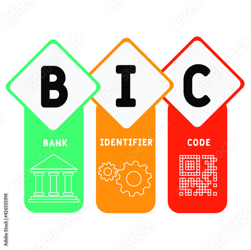 BIC - Bank Identifier Code acronym. business concept background.  vector illustration concept with keywords and icons. lettering illustration with icons for web banner, flyer, landing page