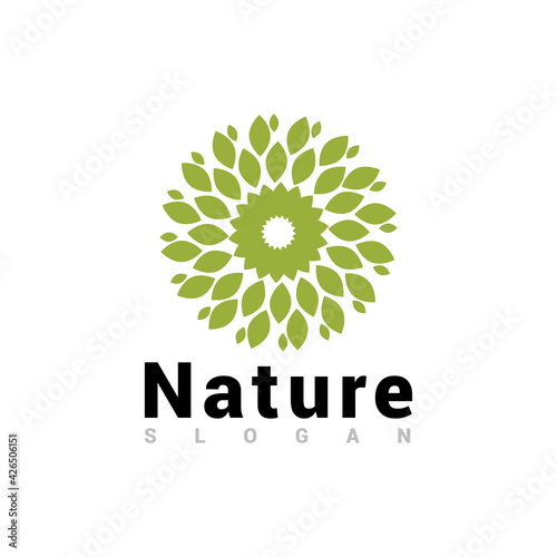 Nature concept with leaf logo vector template.