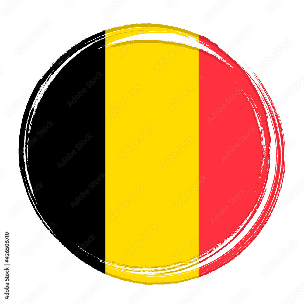 Fototapeta premium Flag of Belgium, banner with grunge brush 