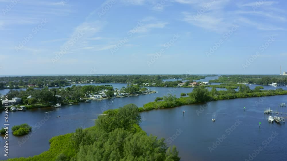 Flying Over Bay and Waterfront Homes in New Port Richey Florida Flying Over Bay and Waterfront Homes in New Port Richey Florida