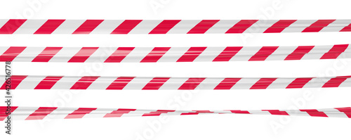 Realistic vector crime tape with white and red stripes. Warning ribbon.
